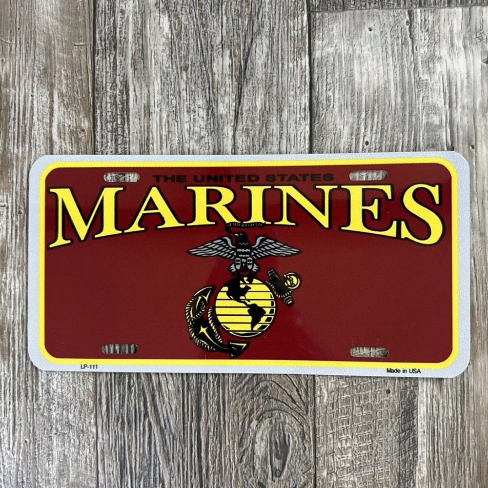 US Marines Semper Fidelis Red Gold Silver Embossed License
Plate 12" x 6"